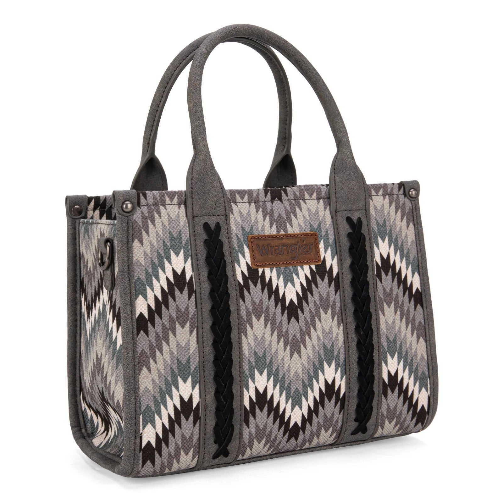 Tote/Crossbody Wrangler Southwestern Pattern Dual Sided Print  - GREY