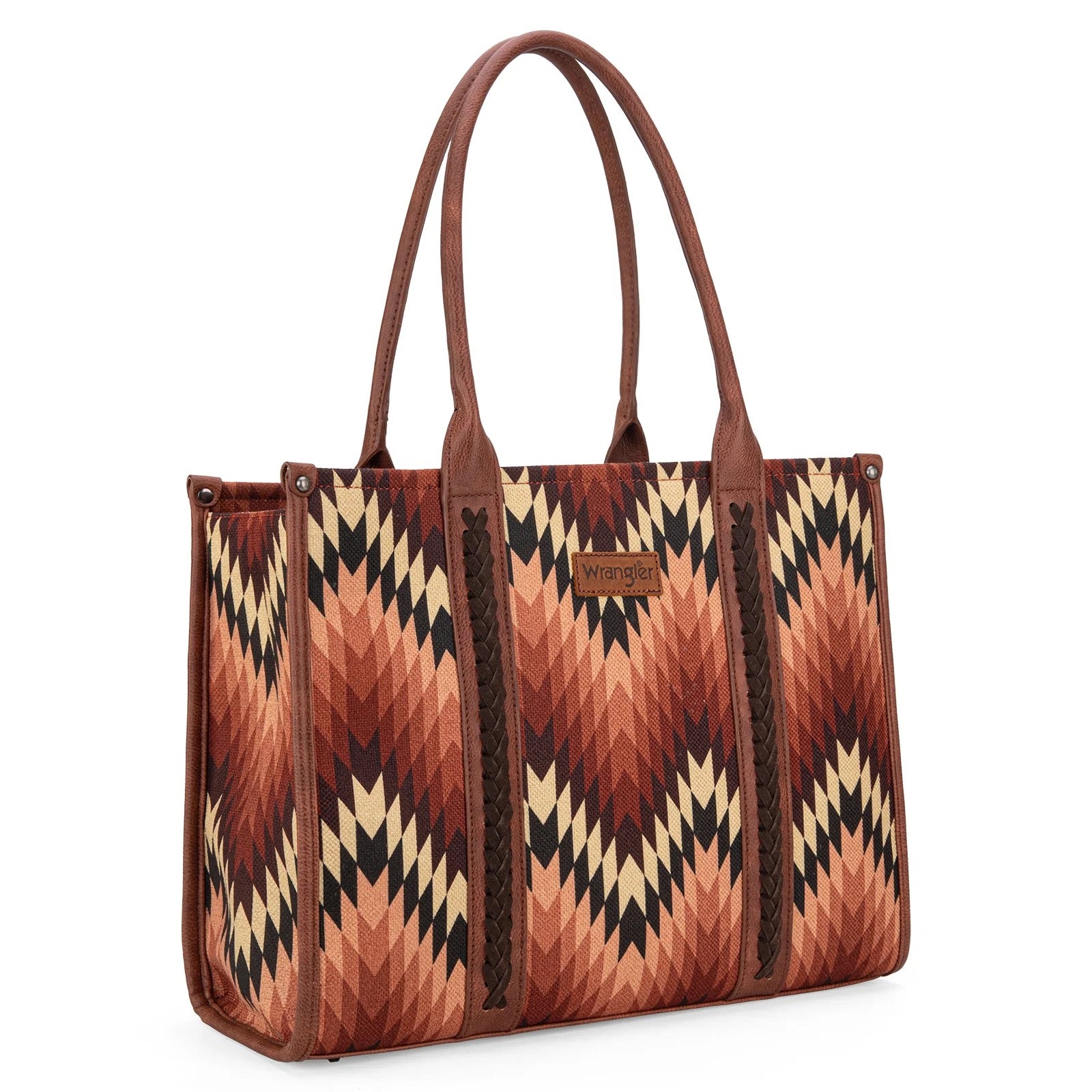 Tote Wrangler Southwestern Pattern Dual Concealed Carry Sided Print  - Brown