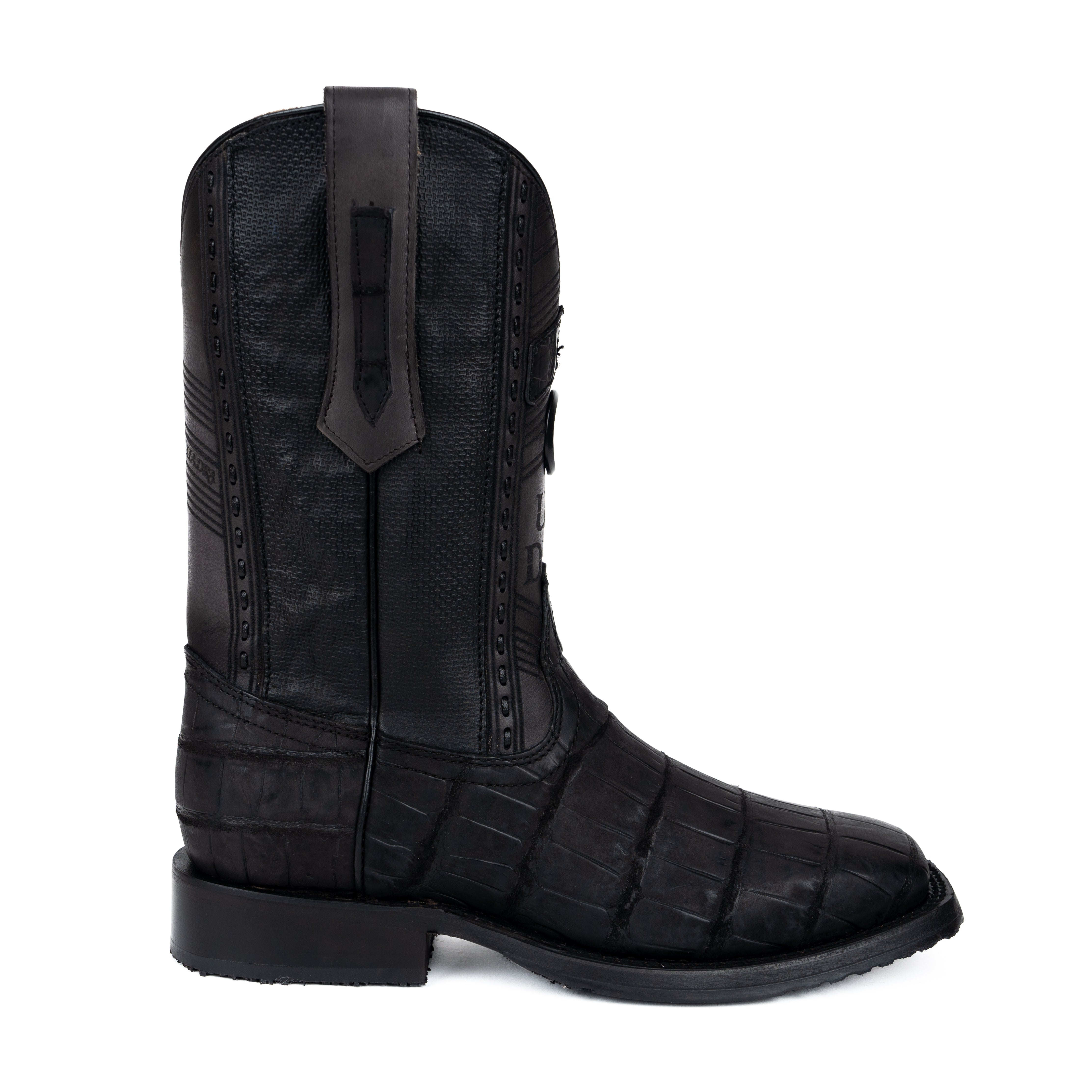 Bota Pro Rodeo Cuadra Alligator Nobuck Negro Caballero