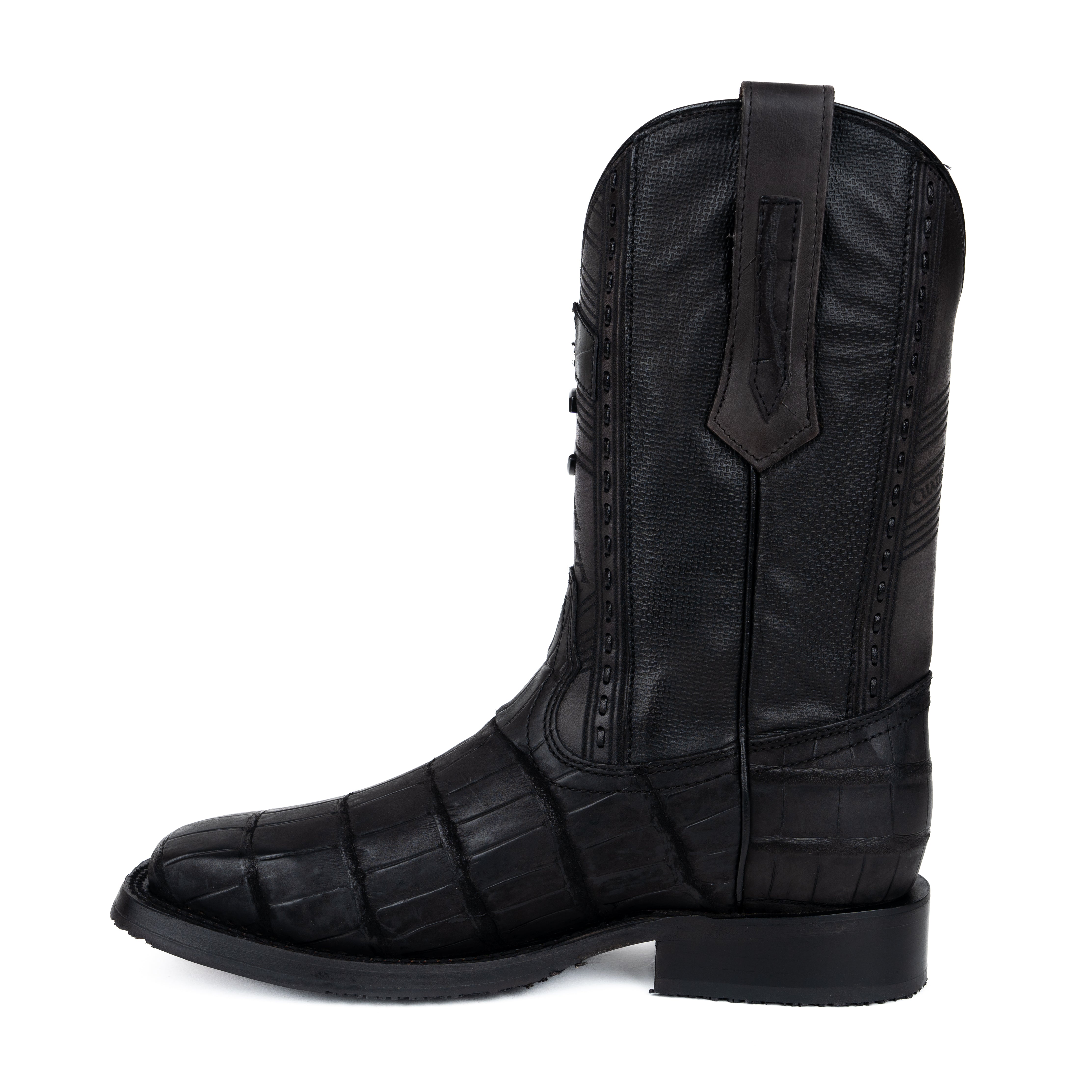 Bota Pro Rodeo Cuadra Alligator Nobuck Negro Caballero